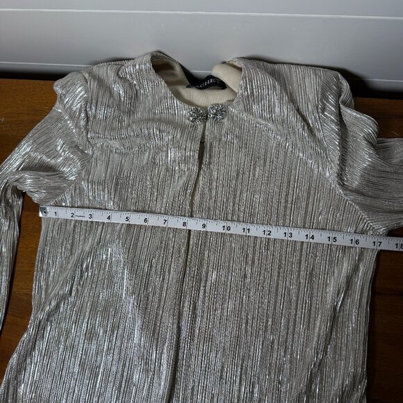 Cachet Evening Jacket & Tank Platinum Open Front with Sparkle Button Closure - Picture 6 of 11